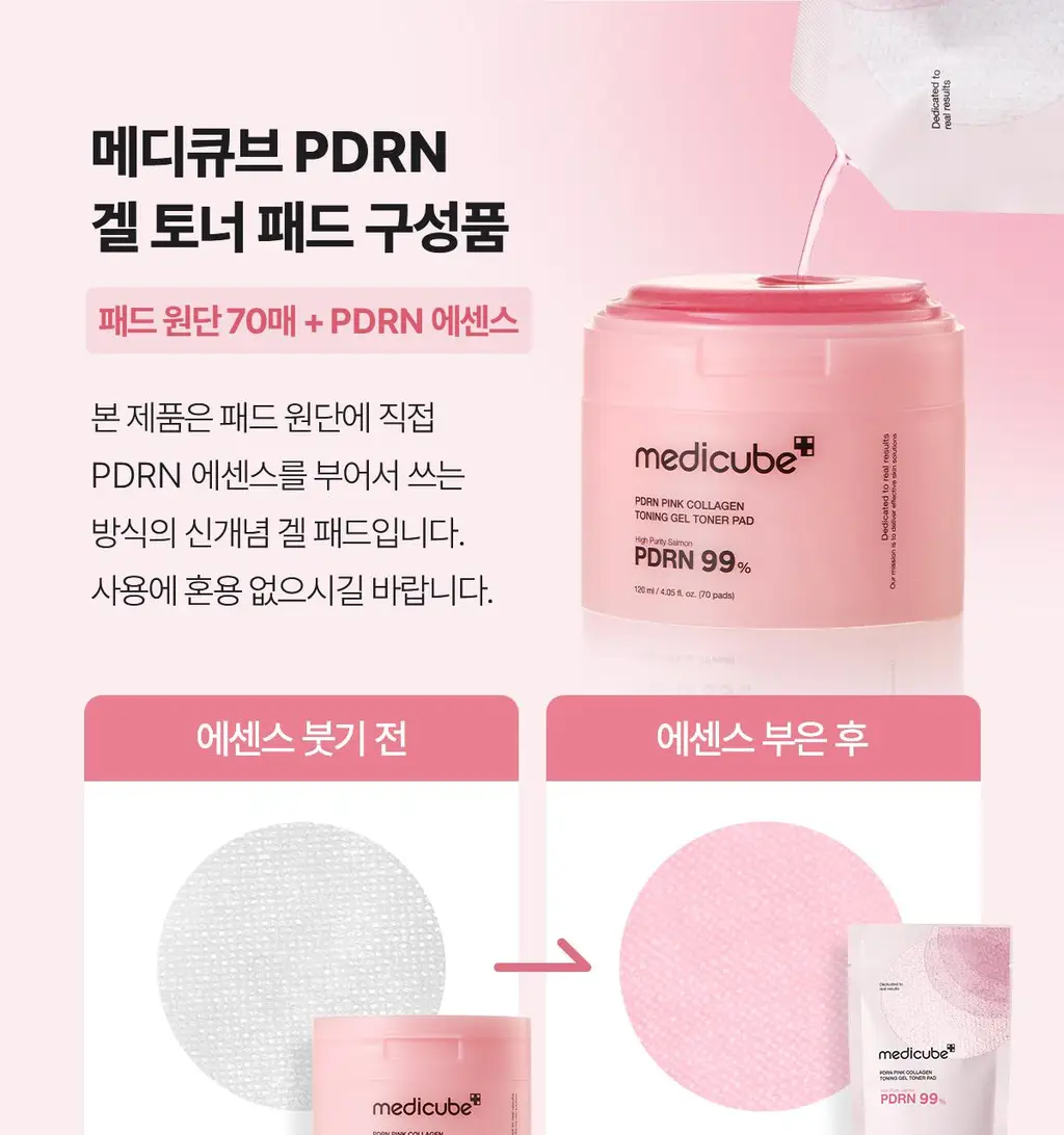 [쿨링광채]메디큐브 PDRN 핑크 콜라겐 토닝 겔 토너패드 70매 기획(본품70매+겔패드10매) 상세페이지 2